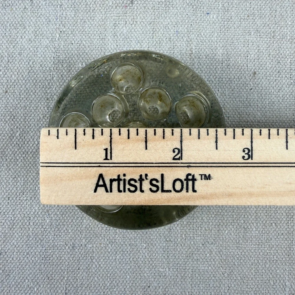 Vintage‎ Handmade Glass Flower Frog 11 Hole Round Floral Arranger Art Deco Style